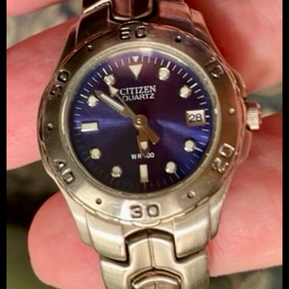 Citizen Silver Watch with Deep Blue Dial